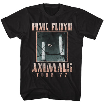 Pink Floyd Mens S/S T-Shirt - Animals Tour 77 - Solid Black