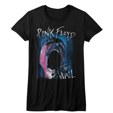Pink Floyd Girls Juniors S/S T-Shirt - Screamface - Solid Black