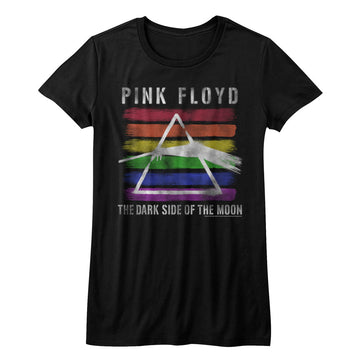 Pink Floyd Girls Juniors S/S T-Shirt - Rainbow - Solid Black