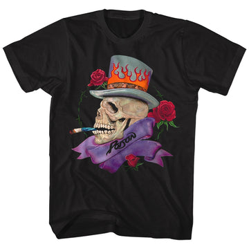 Poison Mens S/S T-Shirt - Skull Smokin Poison - Solid Black