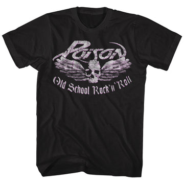 Poison Mens S/S T-Shirt - Old School Rock N Roll - Solid Black
