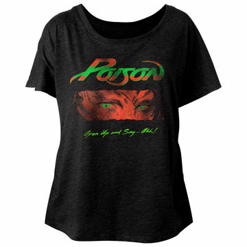 Poison Ladies S/S Dolman - Open Up And Say Ahh - Heather Vintage Black