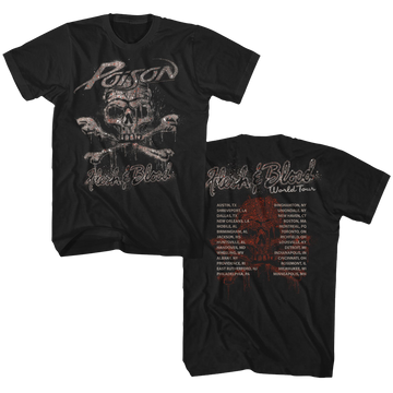 Poison Mens S/S T-Shirt - Flesh & Blood World Tour - Solid Black