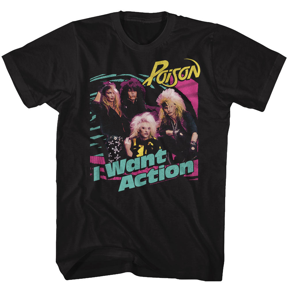 Poison Mens S/S T-Shirt - Bright Action - Solid Black