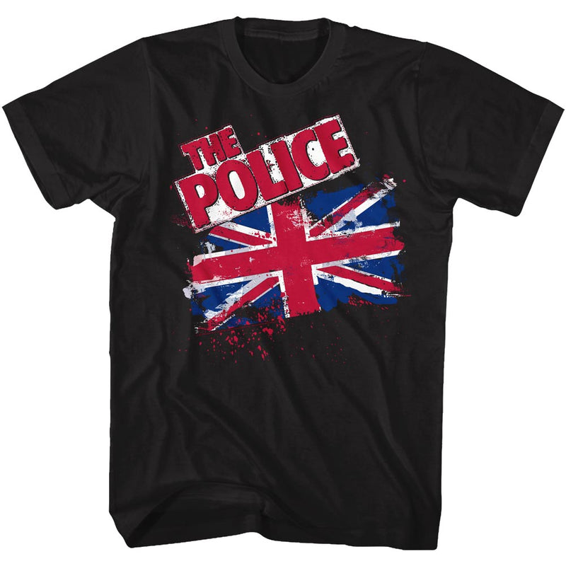 The Police Mens S/S T-Shirt - Union Jack - Solid Black - Inmyparentsbasement.com