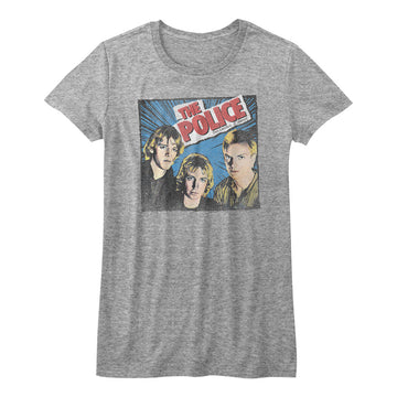 The Police Girls Juniors S/S T-Shirt - Comic-Ish - Heather Gray Heather
