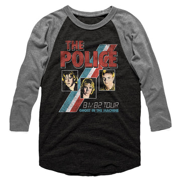The Police Mens 3/4 Sleeve Raglan - Ghost In The Machine - Heather/Heather Vintage Black/Premium Heather