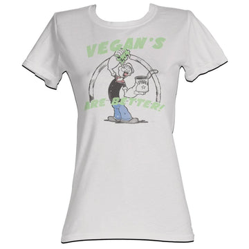 Popeye Girls Juniors S/S T-Shirt - Vegans Are Better - Solid Silver