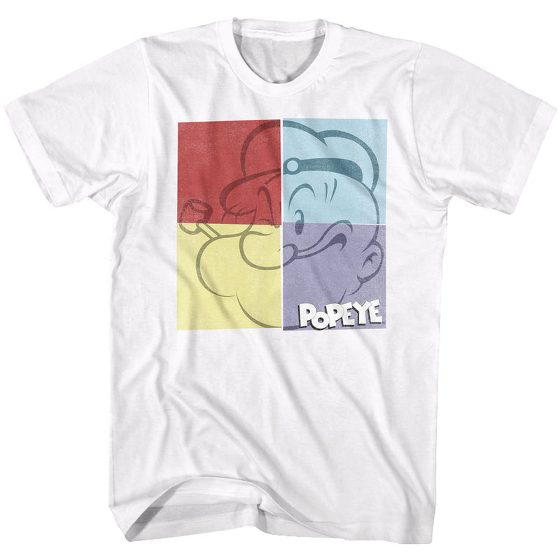 Popeye Mens S/S T-Shirt - Popeye Square - Solid White