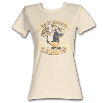 Popeye Girls Juniors S/S T-Shirt - Eat More Carbs - Solid Natural