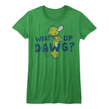 Popeye Girls Juniors S/S T-Shirt - Watup Dog - Solid Kelly