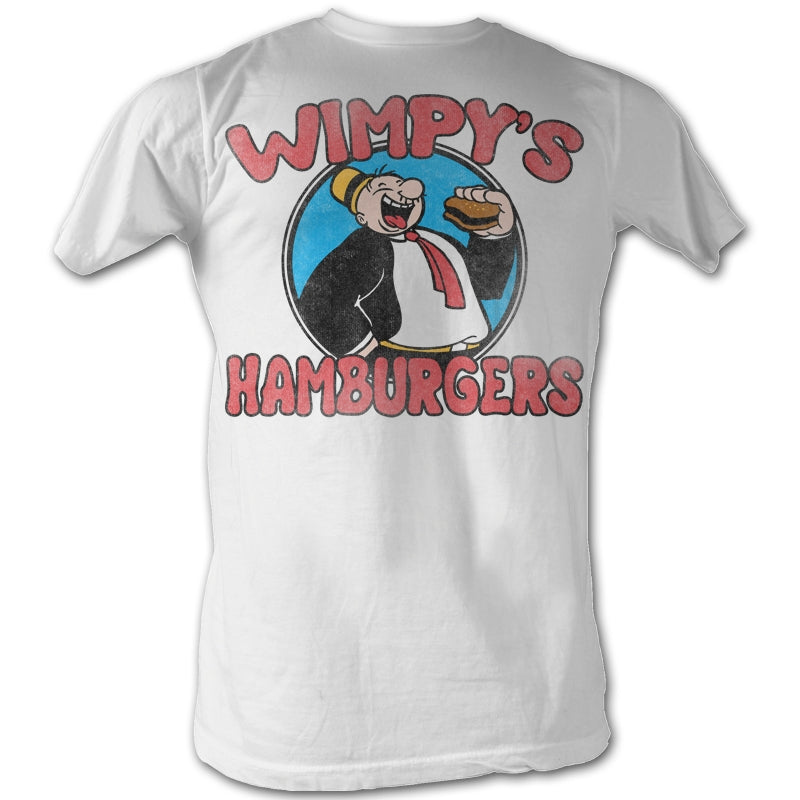 Popeye Mens S/S T-Shirt - Wimpys Burgers - Solid White