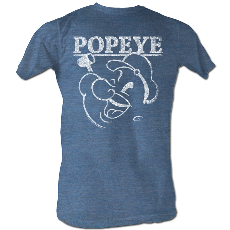Popeye Mens S/S T-Shirt - Popeye - Heather Pacific Blue Heather