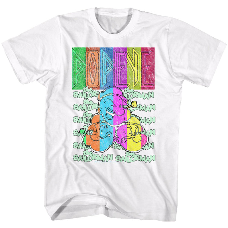 Popeye Mens S/S T-Shirt - Pop-Tri - Solid White