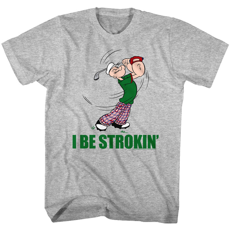 Popeye Mens S/S T-Shirt - Strokin - Heather Gray Heather - Inmyparentsbasement.com