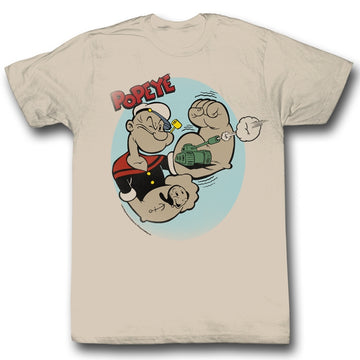 Popeye Mens S/S T-Shirt - Tattoos - Solid Natural