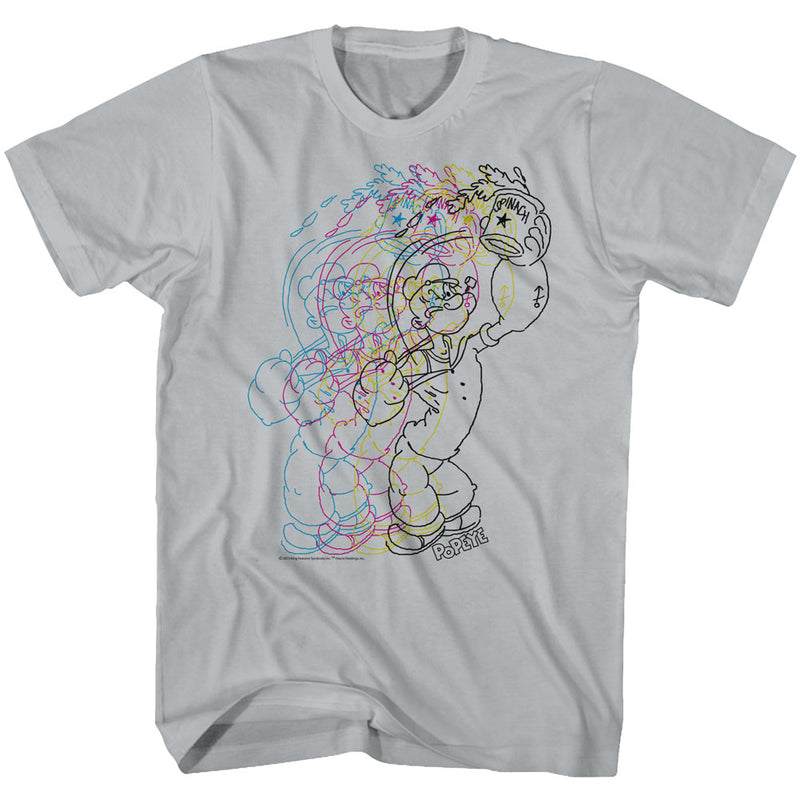 Popeye Mens S/S T-Shirt - Cmyk - Solid Silver