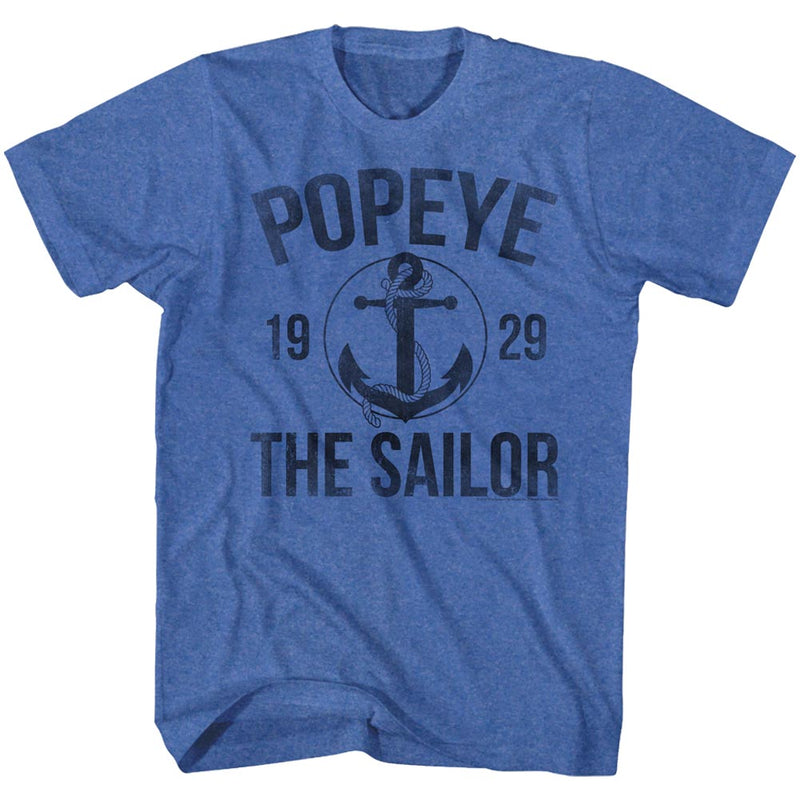 Popeye Mens S/S T-Shirt - Anchor - Heather Royal Heather