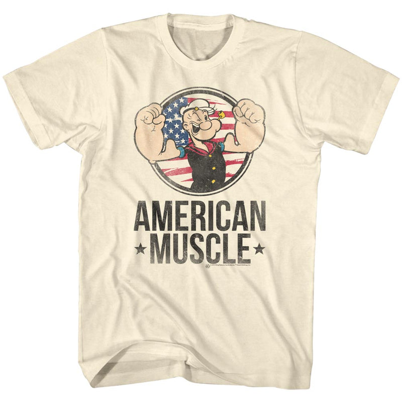 Popeye Mens S/S T-Shirt - Muscle - Solid Natural