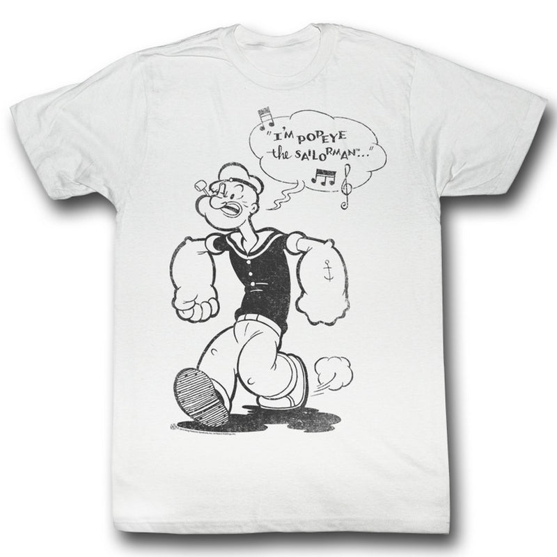 Popeye Mens S/S T-Shirt - Sailorman - Solid White