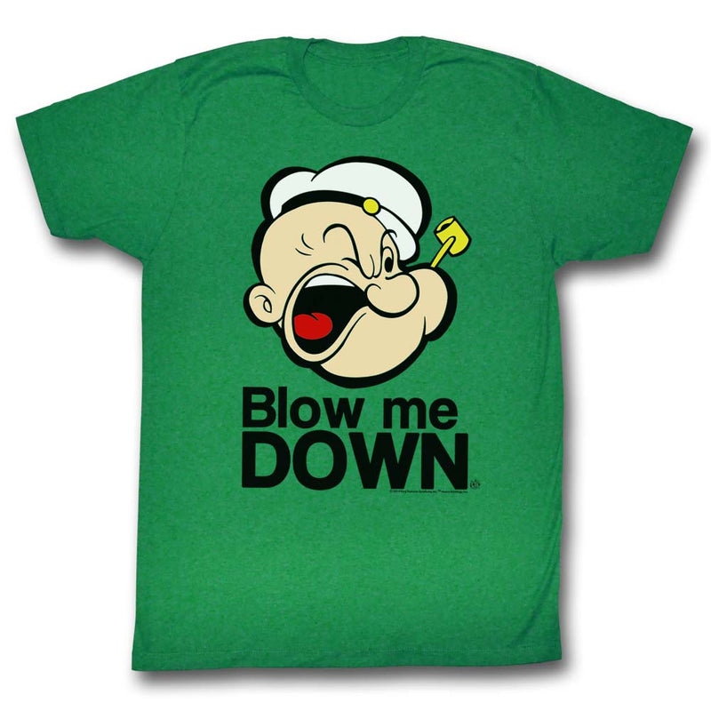Popeye Mens S/S T-Shirt - Blow Me Down - Solid Kelly