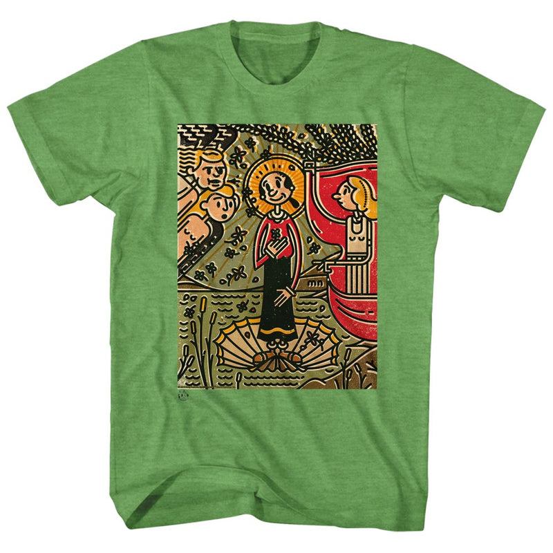 Popeye Mens S/S T-Shirt - Mosaic Olive - Heather Kelly Heather