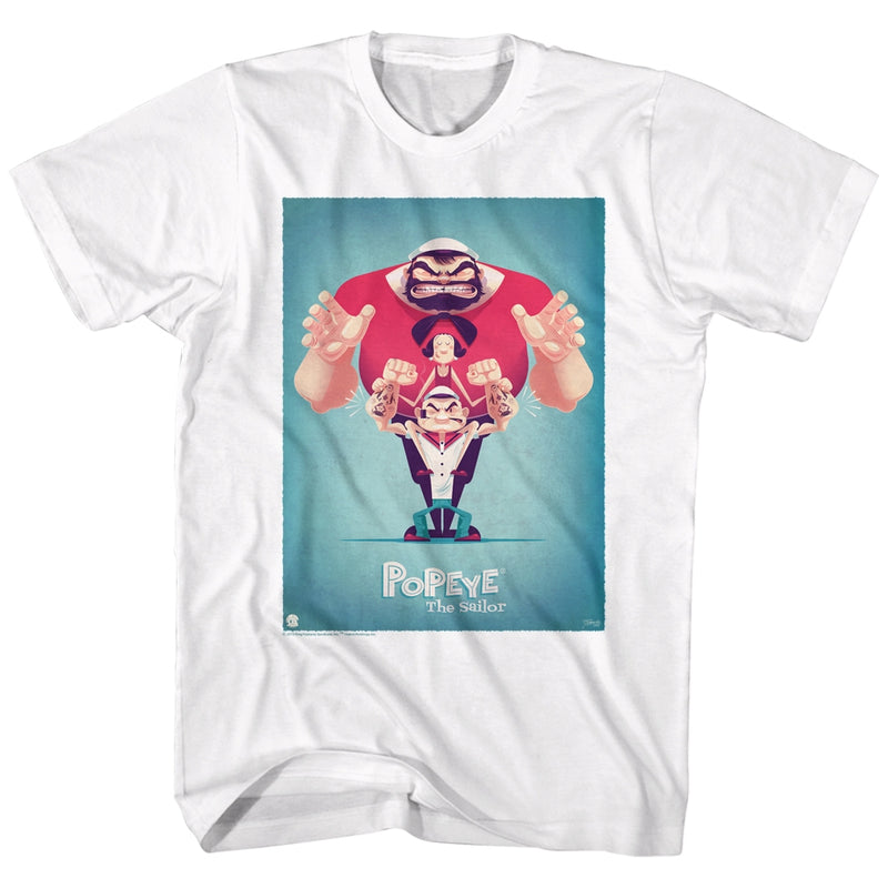 Popeye Mens S/S T-Shirt - Popeye And Friends - Solid White