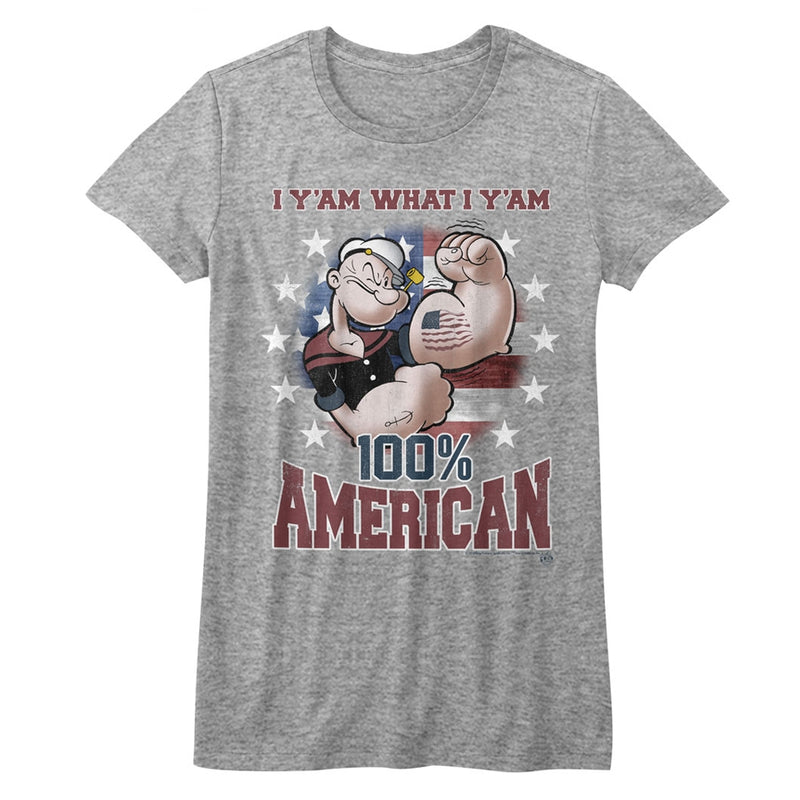 Popeye Girls Juniors S/S T-Shirt - Yam American - Heather Gray Heather