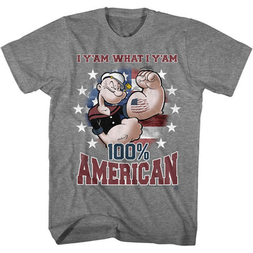 Popeye Mens S/S T-Shirt - Yam American - Heather Graphite Heather