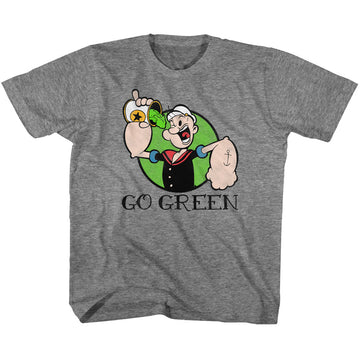 Popeye Toddler S/S T-Shirt - Go Green - Heather Graphite Heather