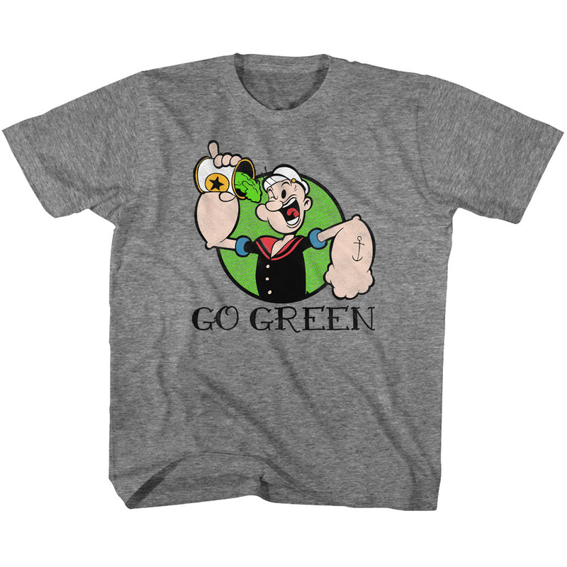 Popeye Youth S/S T-Shirt - Go Green - Heather Graphite Heather