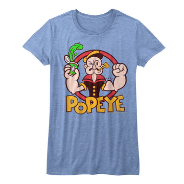 Popeye Girls Juniors S/S T-Shirt - Spinach - Heather Royal Heather