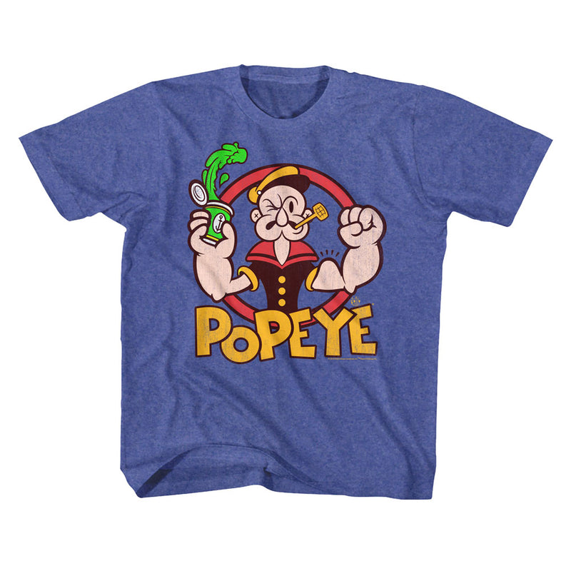 Popeye Youth S/S T-Shirt - Spinach - Heather Vintage Royal