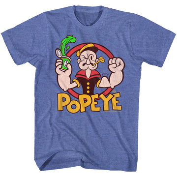 Popeye Mens S/S T-Shirt - Spinach - Heather Royal Heather
