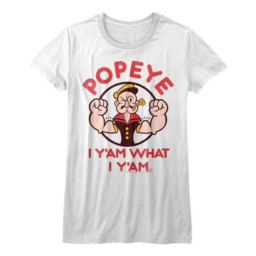 Popeye Girls Juniors S/S T-Shirt - Yam - Solid White