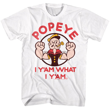 Popeye Mens S/S T-Shirt - Yam - Solid White