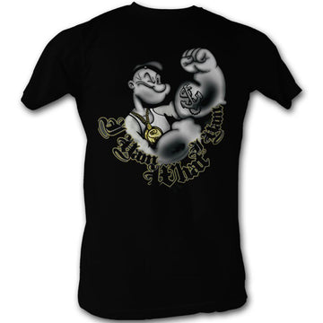 Popeye Mens S/S T-Shirt - I Yam - Solid Black