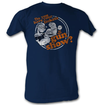 Popeye Mens S/S T-Shirt - Gun Show - Solid Navy
