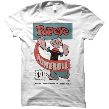 Popeye Girls Juniors S/S T-Shirt - Poweroll - Solid White