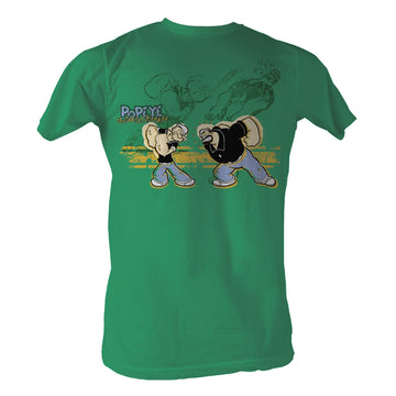 Popeye Mens S/S T-Shirt - Popeye Punch - Solid Kelly