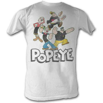 Popeye Mens S/S T-Shirt - Pop Group - Solid White