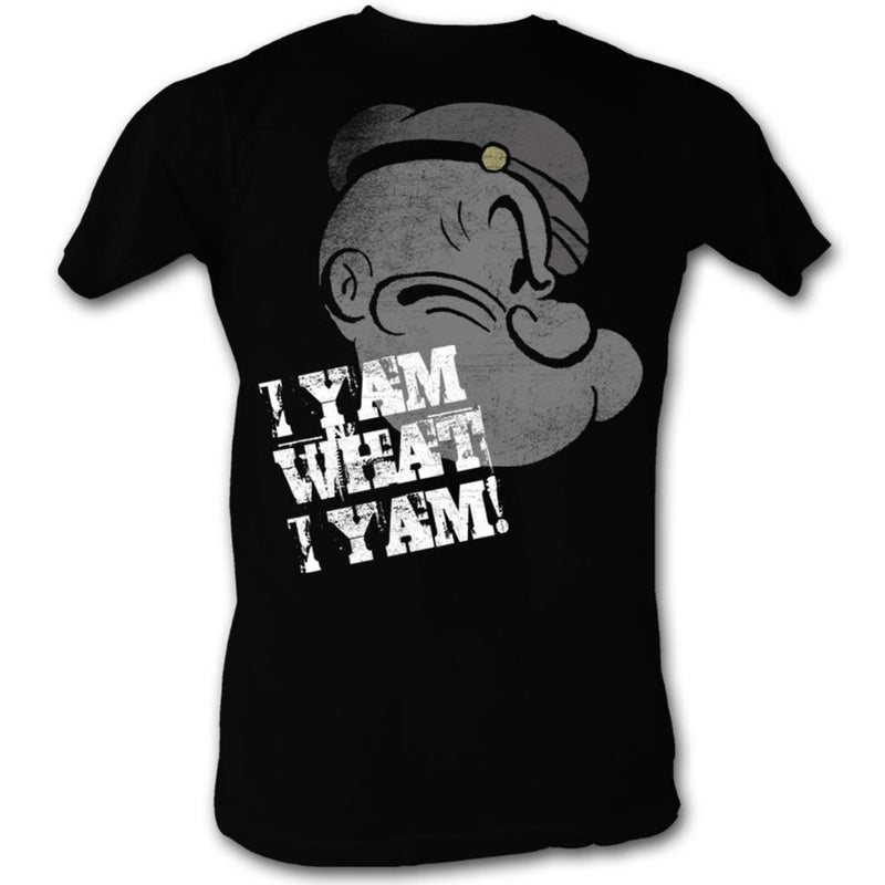 Popeye Mens S/S T-Shirt - Profile I Y'Am - Solid Black - Inmyparentsbasement.com