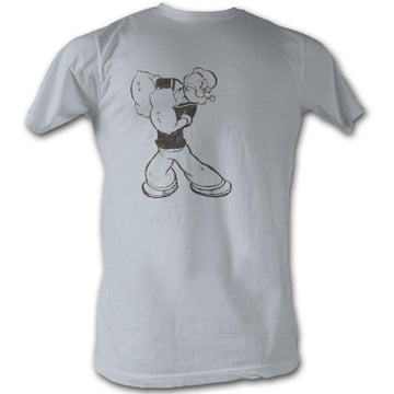 Popeye Mens S/S T-Shirt - Popeye Washed - Solid Silver
