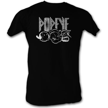 Popeye Mens S/S T-Shirt - Kiss Style - Solid Black