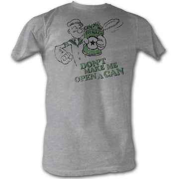 Popeye Mens S/S T-Shirt - Open A Can - Heather Gray Heather