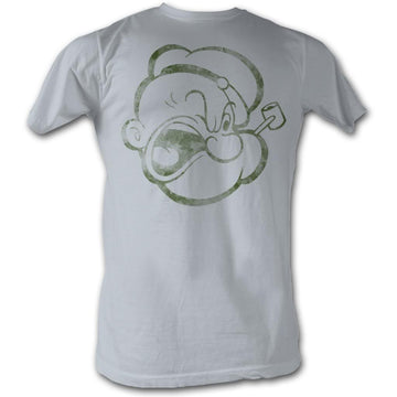 Popeye Mens S/S T-Shirt - Poppahead - Solid Silver