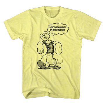 Popeye Mens S/S T-Shirt - Man Enough - Heather Yellow Heather