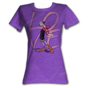 Popeye Girls Juniors S/S T-Shirt - Love - Heather Purple Heather