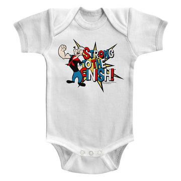 Popeye Infant S/S Bodysuit - Strong! - Solid White