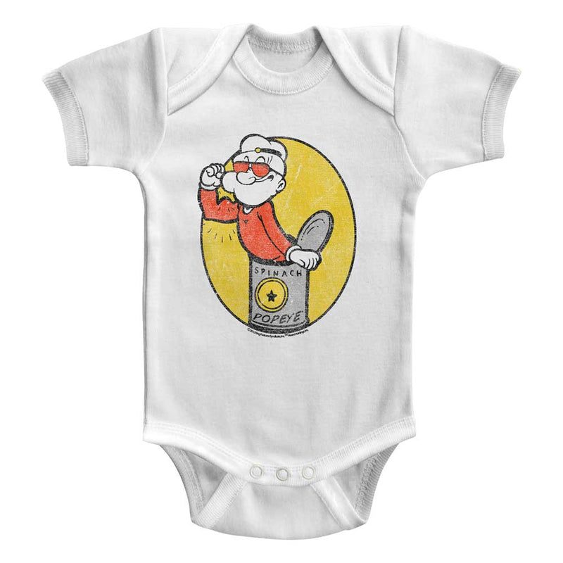 Popeye Infant S/S Bodysuit - Baby Popeye - Solid White